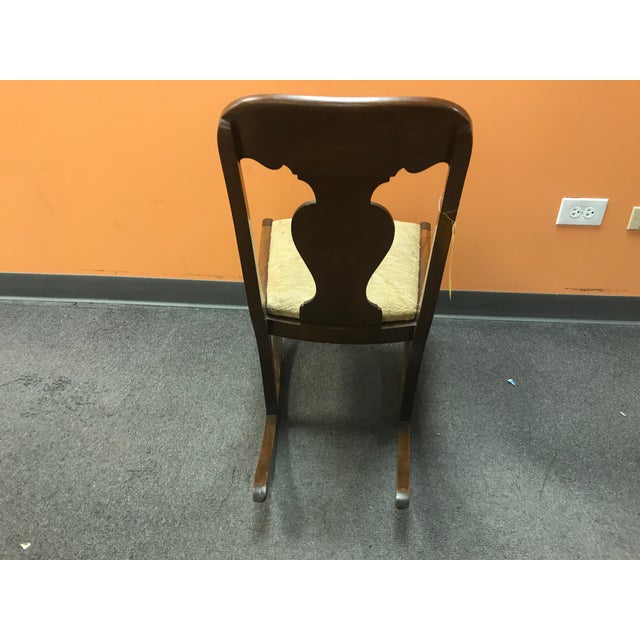 Small Victorian Wood With Beige Taupe Padding Armless Rocking Chair Chairish