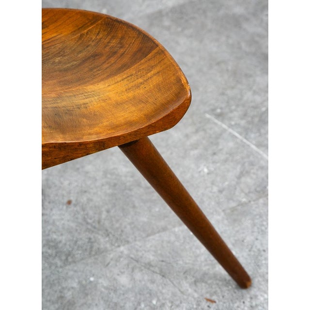 Brown 1960s Mid Century Danish Modern Milking Stool Tripod Ottoman 3 Legs Solid Wood Lassen For Sale - Image 8 of 11
