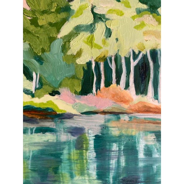 2020s August Lake, Original Oil Painting For Sale - Image 5 of 6