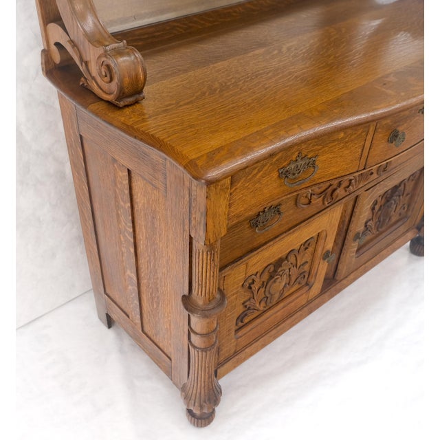 Victorian Lions Heads Mirrored Backsplash Fine Carved Oak Sideboard MINT!