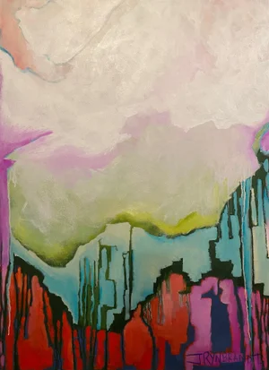 "Alicubi Inter (Somewhere in Between)" Contemporary Original Abstract Acrylic Painting on Canvas by Jen Rynbrandt