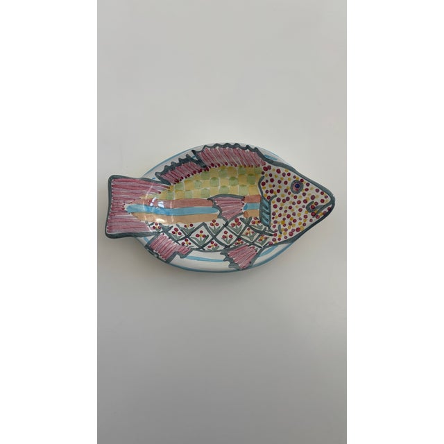 Mackenzie Childs Vintage 1994 MacKenzie-Childs Hand-Painted Fish Dish For Sale - Image 4 of 4