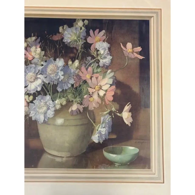 English 1930's English Still Life Botanical Print by British Artist Edwin Byatt in Original Gilt Wood Frame For Sale - Image 3 of 5