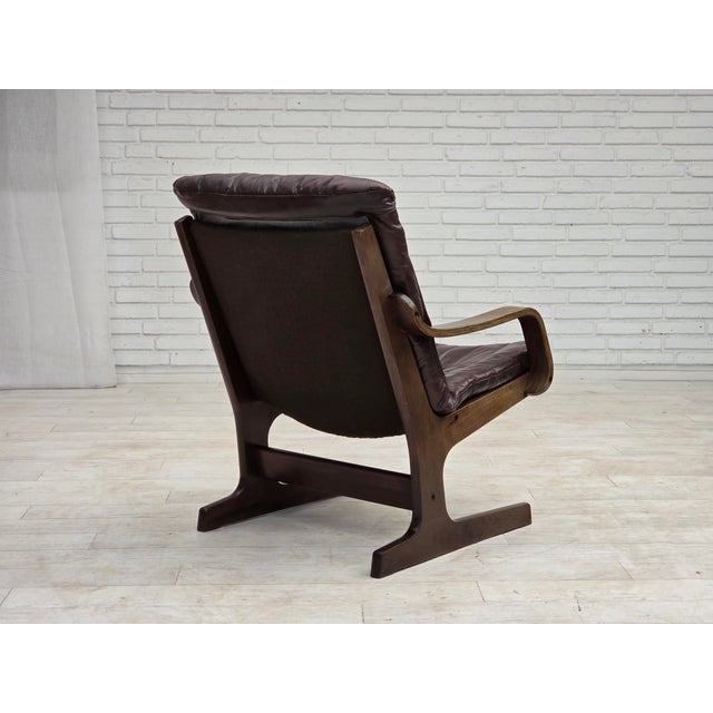 Scandinavian Armchair in Brown Furniture Leather, 1970s For Sale - Image 13 of 18