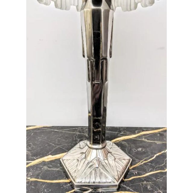 Mid 20th Century French Art Deco Waterfall Table Lamp Signed by Sabino For Sale - Image 5 of 7