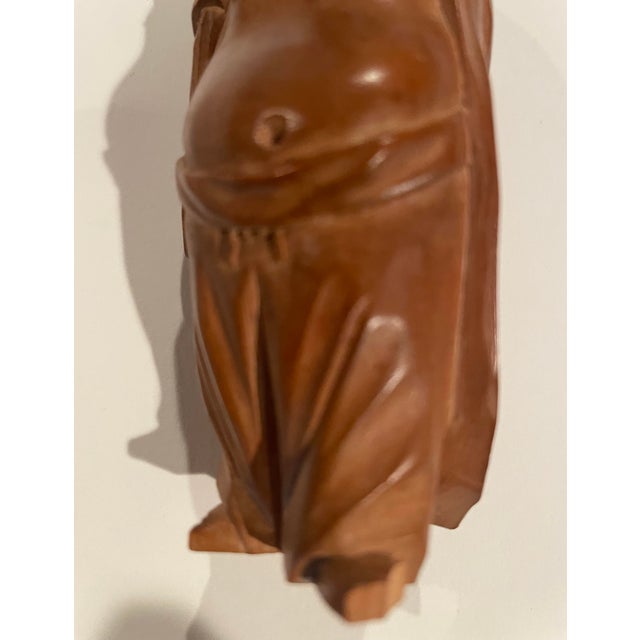 Wood Antique Hand Carved Budda Boxwood Made in China For Sale - Image 7 of 11