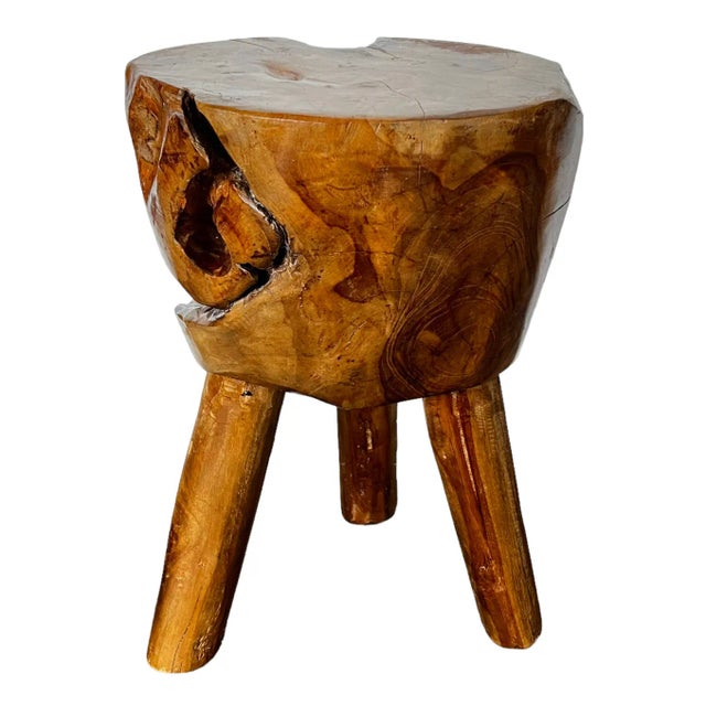 Mid 20th Century French Burlwood Live Edge Stool For Sale In Austin - Image 6 of 11