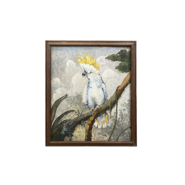 Cockatoos, 1950s, Oil Paintings on Panel, Set of 2 For Sale - Image 4 of 9