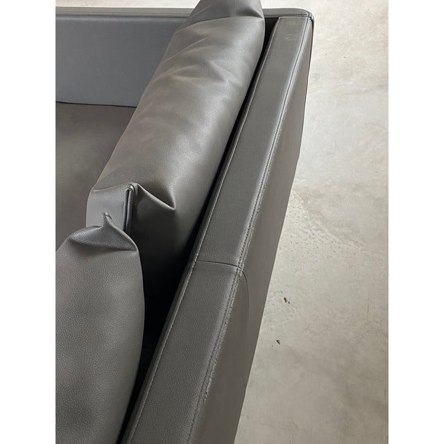 Minimalist Kimball Whittaker Faux Leather Lounge Sofa For Sale - Image 11 of 17