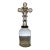 Handmade Crystal Cross Assemblage Sculpture on Clear Glass Bottle For Sale
