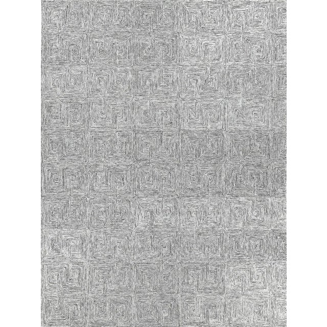 Exquisite Rugs Geometric Tufted New Zealand Wool & Cotton Black/Ivory Rug-12'X15' For Sale