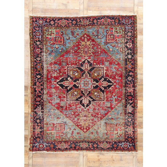 Antique Persian Heriz Rug - 08'07 X 11'00 For Sale - Image 9 of 9