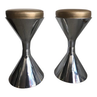 1960s Vintage Willy Guhl Polished Aluminum Bar Stools- a Pair For Sale