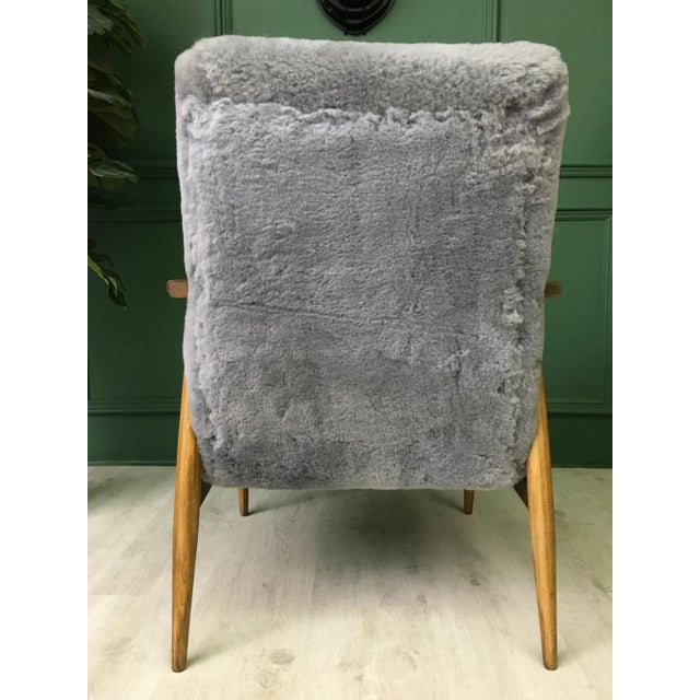 1960s Mid-Century Gray Sheepskin Armchair For Sale - Image 5 of 14