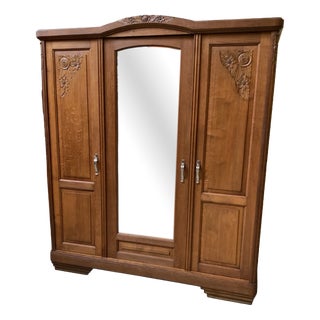 Vintage Art Deco Wardrobe in Oak, 1930 For Sale