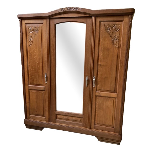 Vintage Art Deco Wardrobe in Oak, 1930 For Sale