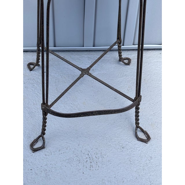 Burnt Umber Early 1900s Very Antique Twisted Wire Ice Cream Parlor Stool With Arms For Sale - Image 8 of 10