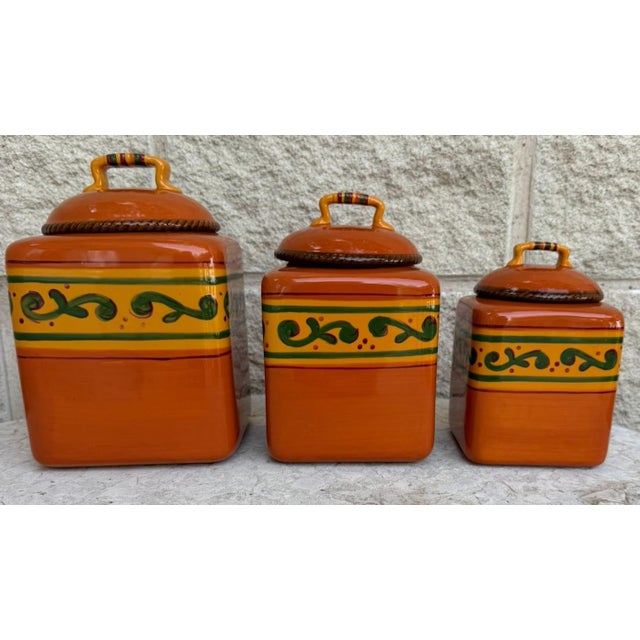 Late 20th Century Home & Garden Party Tuscan Stoneware Graduated Canister Set – Set of 3 For Sale - Image 5 of 7