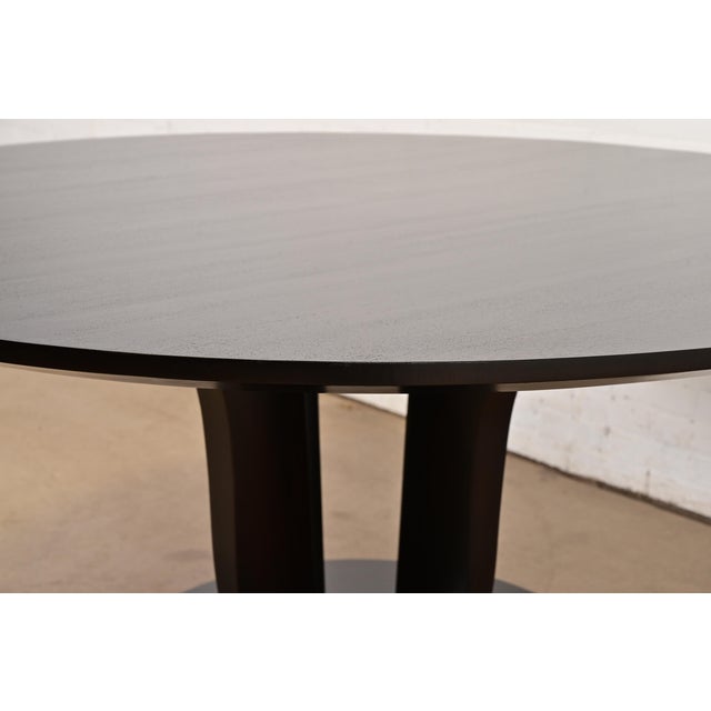 Barbara Barry for Baker Furniture Modern Art Deco Mahogany Pedestal Dining Table, Newly Refinished For Sale In South Bend - Image 6 of 9