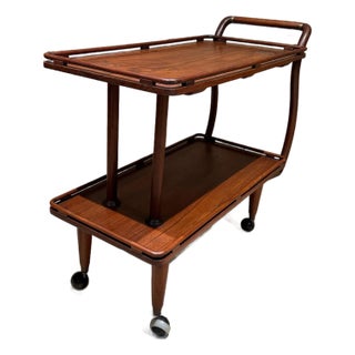 Art Nouveau Solid Wood Service Table Cart Mid Century Modern Dry Bar For Sale