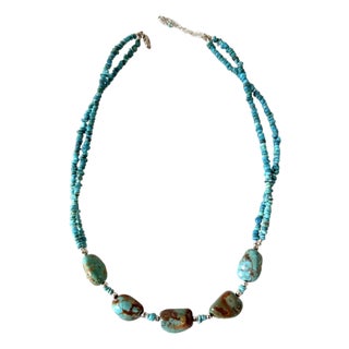 Vintage Turquoise Beaded Necklace For Sale