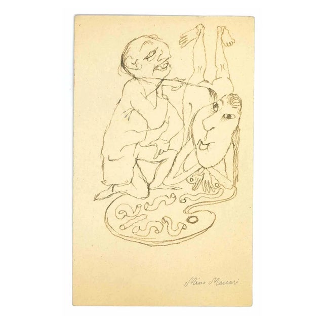 Mino Maccari, The Painter, Ink Drawing, 1930s For Sale