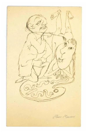 Mino Maccari, The Painter, Ink Drawing, 1930s