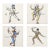 Piero Fornasetti Maschere Italiane Commedia Dell’Arte 1950s Ceramic Tiles Framed Set of 4 For Sale