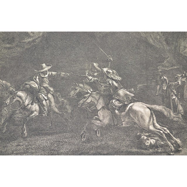 Antique Cornelis II Visscher "The Fight of the Horsemen" Etching on Laid Paper For Sale - Image 10 of 13