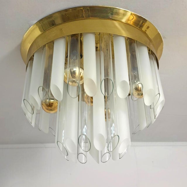 Gold Mid-Century Ceiling Light with Glass Tubes by J. T. Kalmar for Kalmar Franken KG, 1970s For Sale - Image 8 of 9
