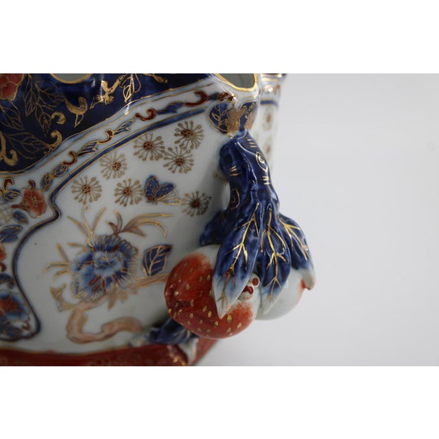 Antique Meiji Japanese Kutani Porcelain Centerpiece Bowl Jardiniere, c1900, 12” Long x 5 3/4” tall x 8” deep Molded...