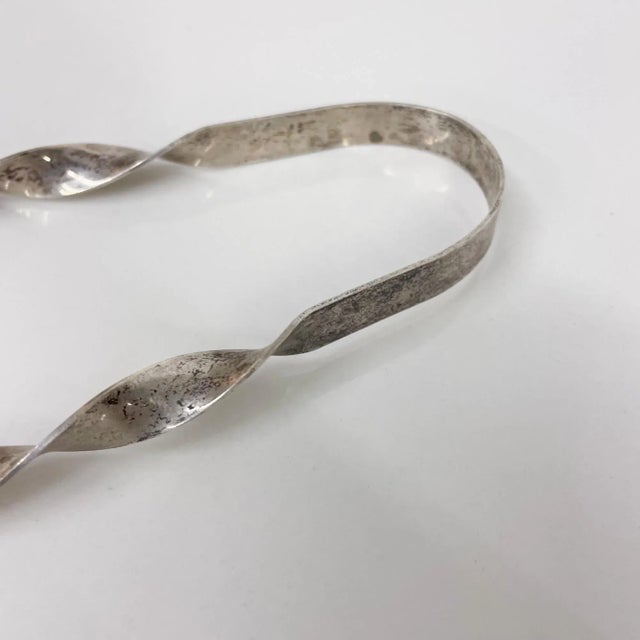 Silver 1950s William Spratling Taxco Mexico Barware Sculptural Silverplated Ice Tongs For Sale - Image 8 of 9