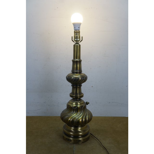 Vintage Brass Hollywood Regency Baluster Oil Lantern Table Lamp For Sale - Image 11 of 14