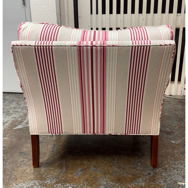 Late 20th Century Traditional Striped Armchair + Ottoman For Sale - Image 5 of 12