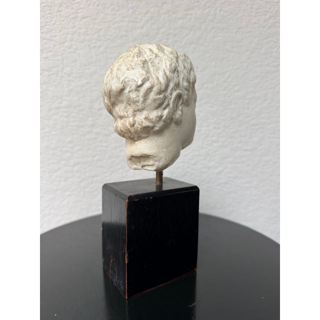 Antique-Style Classical Roman Head Bust on Custom Stand For Sale - Image 4 of 8