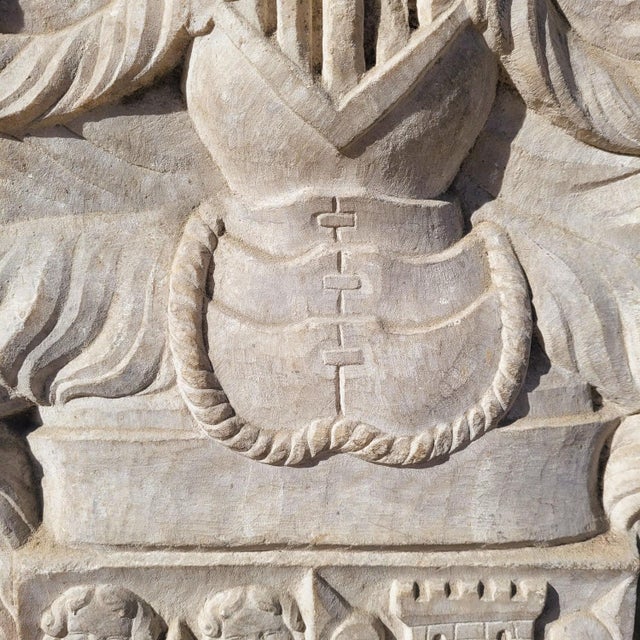 17th Century Carved Marble Coat of Arms with Various Heraldic Symbols For Sale - Image 11 of 16