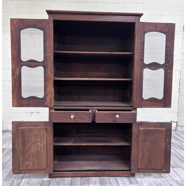 This is a gorgeous antique American primitive country pie safe cupboard, circa 1870–1900. Features a warm aged wood...