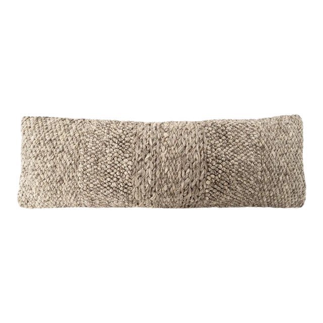 Anaya Handwoven Textured Taupe Pillow 14x40 For Sale