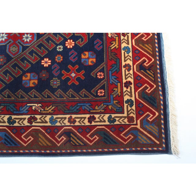 Navy Blue Turkish Modern Oushak Reproducton Wool Rug For Sale - Image 8 of 11