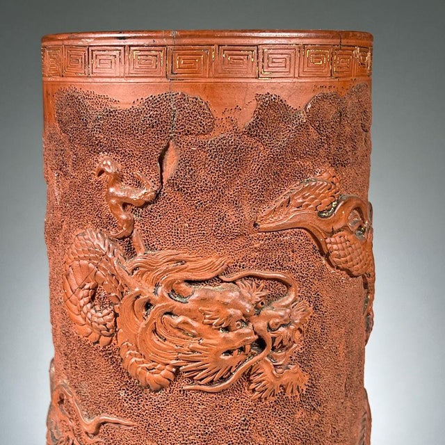 Antique Japanese Terracotta Brush Pot For Sale - Image 10 of 12