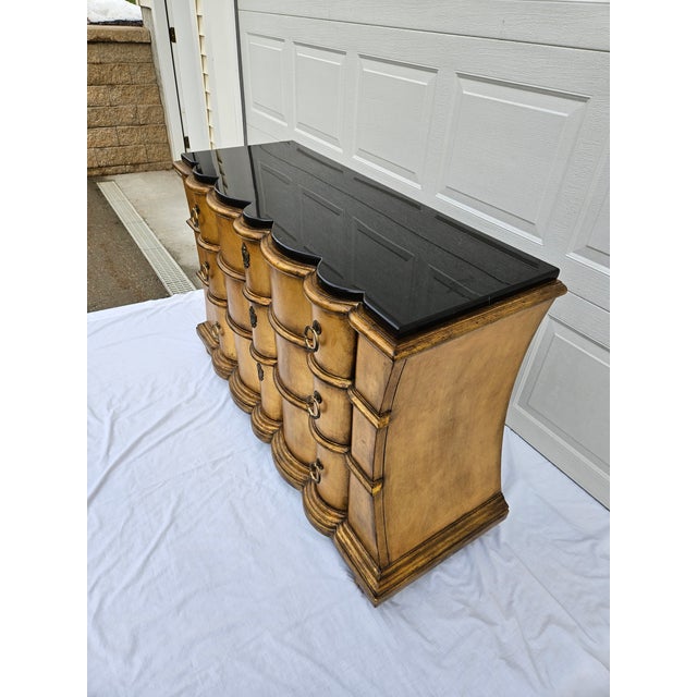 Early 21st Century Gold Leaf or Gilt Scalloped Front Chest of Drawers For Sale - Image 5 of 18