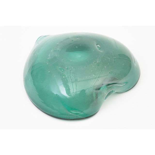 Vintage Murano Barovier E Toso Emerald Green and Gold Aventurine Glass Bowl, 50's For Sale - Image 11 of 11