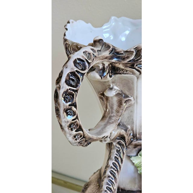 Vintage Italian Capodimonte-Style Porcelain Floral Vase – 17" For Sale - Image 13 of 18