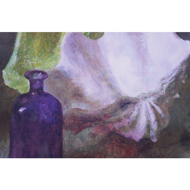 Henrietta Wyeth Signed Silk Scarf Seashell Purple Bottle Still Life Serigraph For Sale - Image 9 of 10