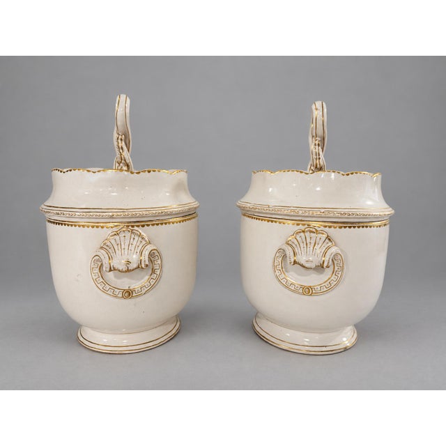Pair, French Old Paris Style Gilt Porcelain Fruit Coolers or Ice Pails 19th C. For Sale - Image 9 of 9
