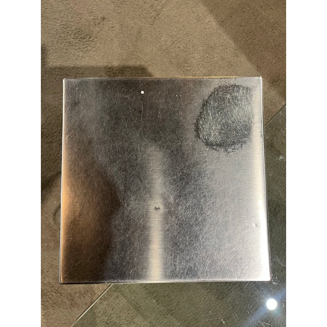 Metal Block Base Coffee Table With Insertable Glass Top | Chairish