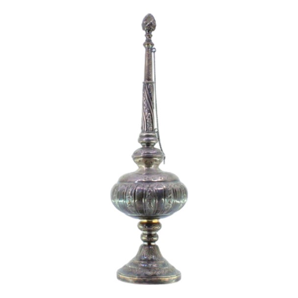 Holy Water Sprinkler in Silver with Reliefs and Applications For Sale