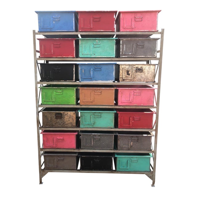 1970s Industrial Shelf With Multi Color Drawers Chairish