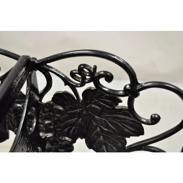 Black Vintage Victorian Style Black Cast Iron 6 Wine Bottle Rack Holder With Grapes For Sale - Image 8 of 13