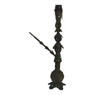 Pair of Bejeweled Silver Plate Hookah For Sale